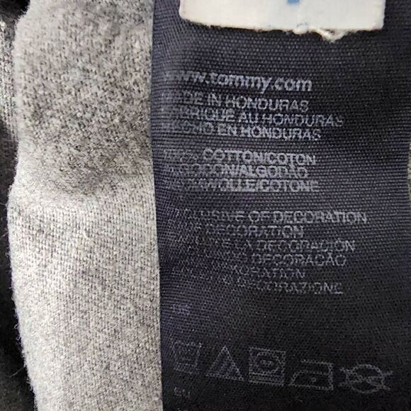 Tommy Hilfiger Women Tops, Stitched Lettering Logo Short Sleeve Grey Tee, Sz M - Picture 3 of 8